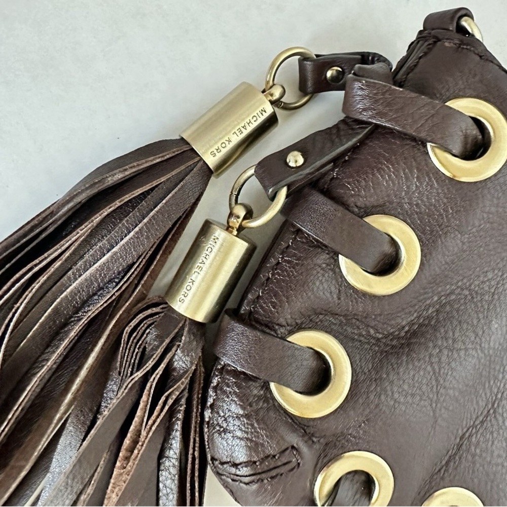 Michael Kors Brown and Gold Wristlet with Tassel - Picture 3 of 9